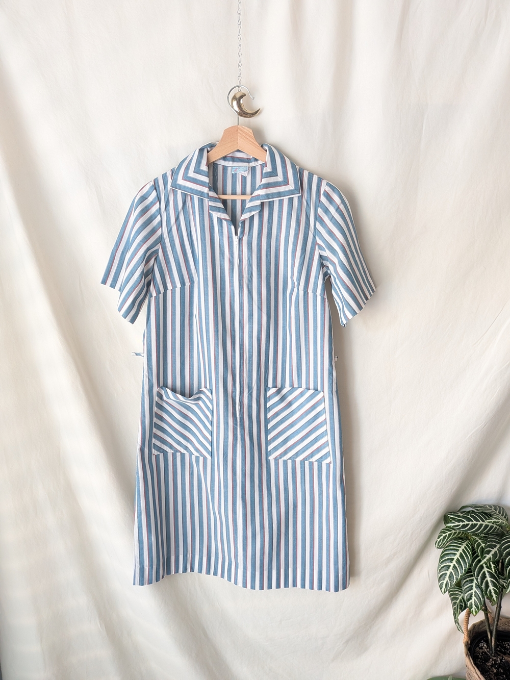 Vintage Zip N Dash Striped Zip Front Dress